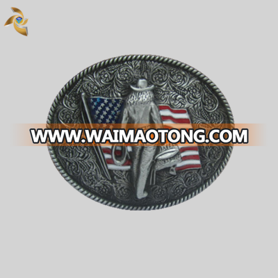 Custom Design Western Cowboy Old Silver Metal Belt Buckle For Men